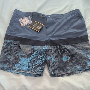 Nautica Men's Blue and Black Hybrid Swim Shorts